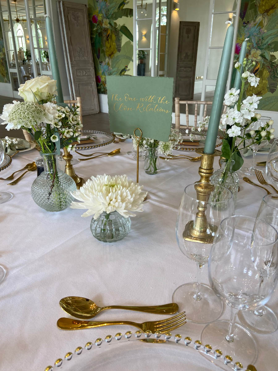 Gold Wedding Flowers at Deer Park Devon