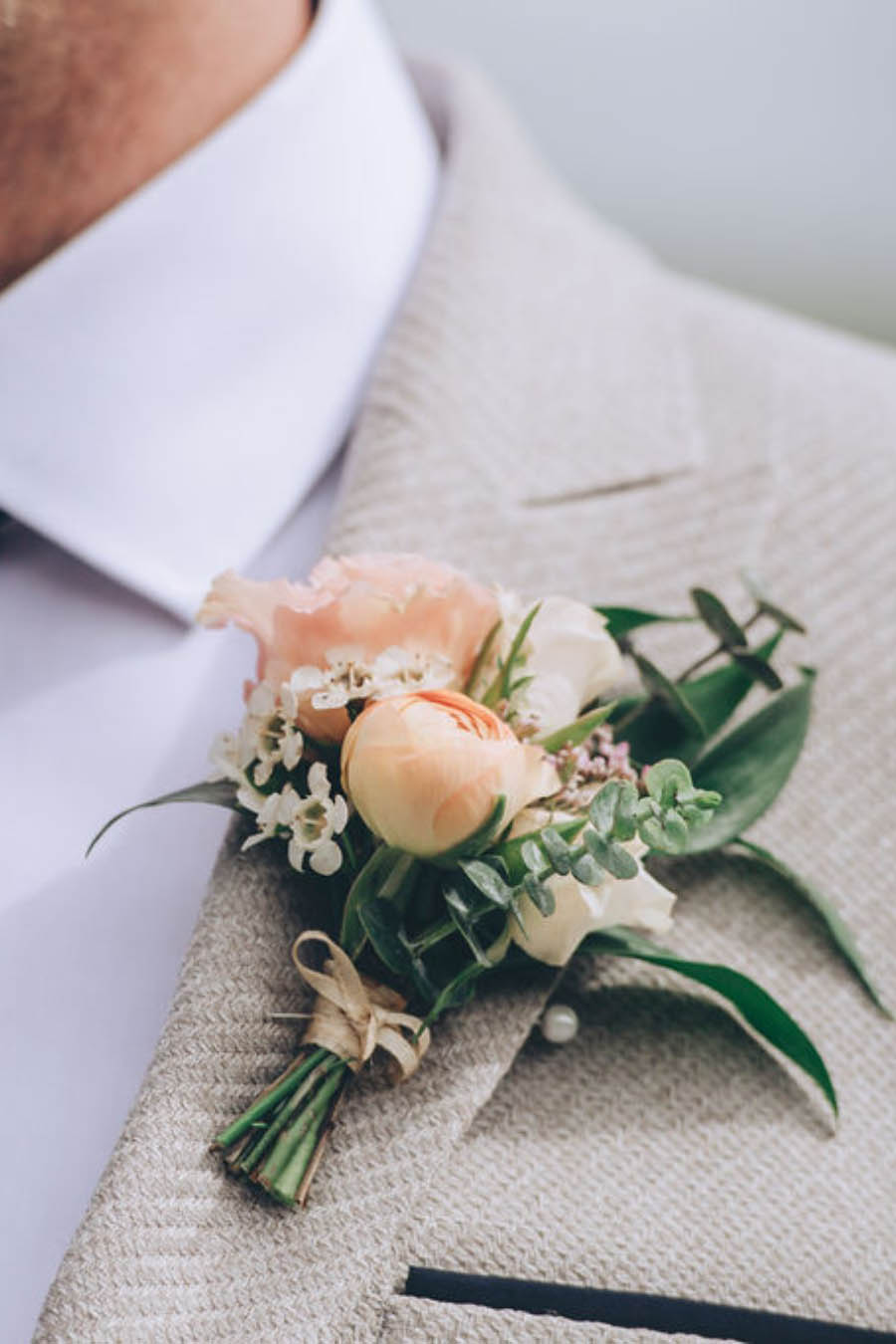 An intricate buttonhole created by Artem Florum for a Plymouth wedding. How to find your best wedding florist in Plymouth.